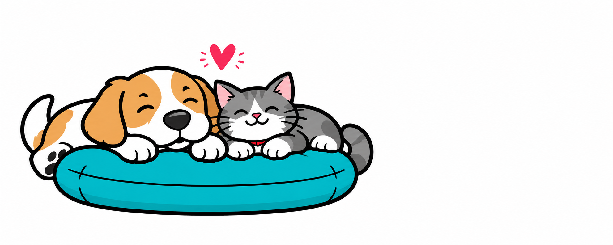 Resting dog and cat